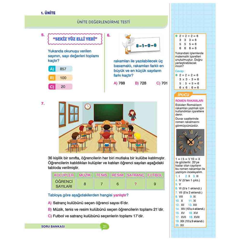 3. Sınıf İpuçlu Matematik Yeni Nesil Soru Bankası